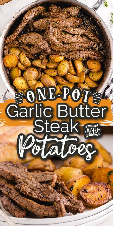 Wok Meals, Steak And Potato Skillet, Steak And Potatoes Skillet, Garlic Butter Steak And Potatoes, Butter Steak And Potatoes, Potatoes Skillet, Steak And Potatoes, Potato Skillet, Garlic Steak