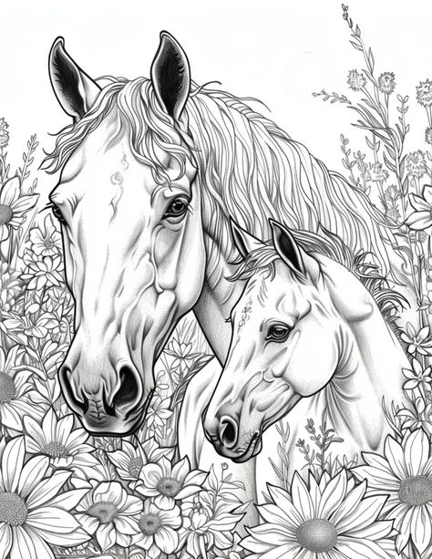 Horse Coloring Pictures, Coloring Pages Horses, Printable Horse Coloring Pages, Horses Coloring, Tractor Coloring Pages, Horse Outline, Horse Coloring Books, Coloring Pages Adult, Horse Art Print