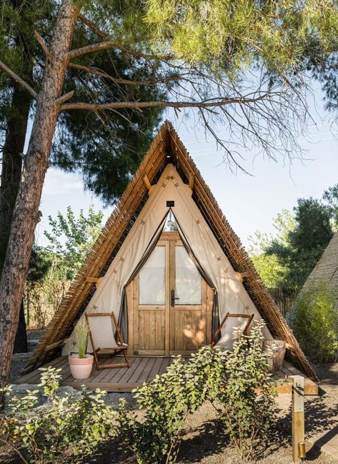 Glamping in Greece: This Brand New Haven Offers a Luxurious Experience - The Hotel Trotter Tropical Tiny House, Camping Design, Mykonos Hotels, Greece Hotels, Luxury Glamping, Elegant Hotel, Bamboo House, Air Bnb, Palace Hotel