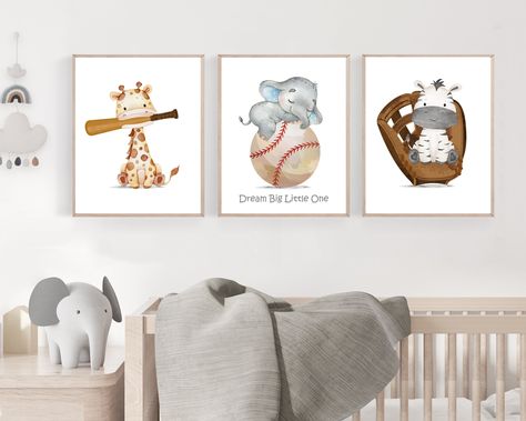 Baseball nursery decor - Baby boy sports nursery - Animal sports - Baseball print set - Nursery sports decor - Baseball posters - DIGITAL Baby Boy Sports Nursery, Boy Sports Nursery, Baseball Nursery Theme, Baseball Nursery Decor, Bee Nursery Decor, Safari Nursery Boy, Sports Nursery Theme, Baseball Nursery, Sports Nursery