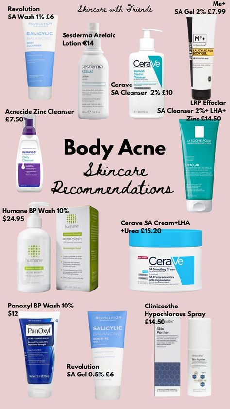 A selection of products for back, chest and butt acne. Body Acne Remedies, Get Rid Of Body Acne, Exposed Skin Care, Chest Acne, Forehead Acne, Skincare Remedies, Bad Acne, Acne Skincare, Natural Acne Remedies