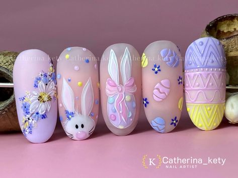 Easter Nails Design Spring, Easter Nails Easy, Easter Nail Art Designs, April Nails, Unghie Nail Art, Madam Glam, Bunny Nails, Milky Nails, Easter Nail Designs