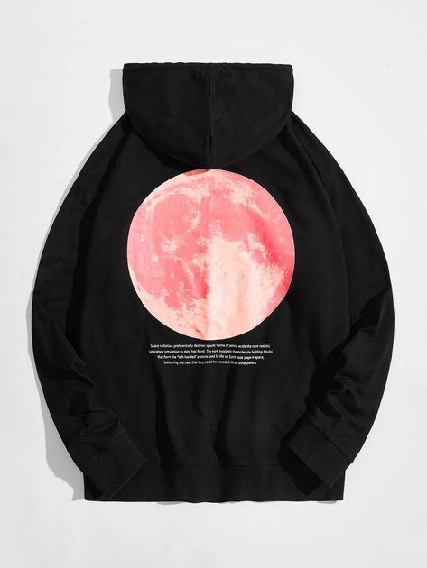 Men Slogan & Moon Graphic Hoodie | SHEIN USA Aesthetic Hoodies Men, Bunny Fashion, Clothing Wardrobe, Aesthetic Hoodies, Shein Men, Men Sweatshirts, Moon Graphic, Moon Shadow, Aesthetic Things