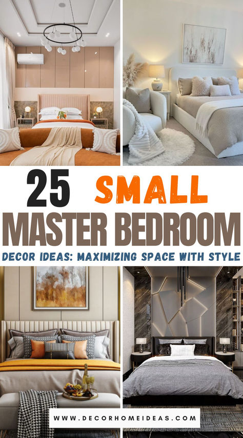 Discover 25 creative small master bedroom ideas that perfectly balance style and function. From clever storage solutions to space-saving furniture and smart design tips, these ideas will help you maximize every inch of your room without sacrificing comfort or elegance. Explore now for inspiration! Small Master Bedrooms With King Bed Decor, What To Do With Extra Space In Bedroom, Tiny Primary Bedroom, Tiny Master Bedrooms, Small Master Bedrooms Decor Ideas, Simple Master Room Design, Small Main Bedroom, Small Main Bedroom Ideas, Small Master Suite Layout