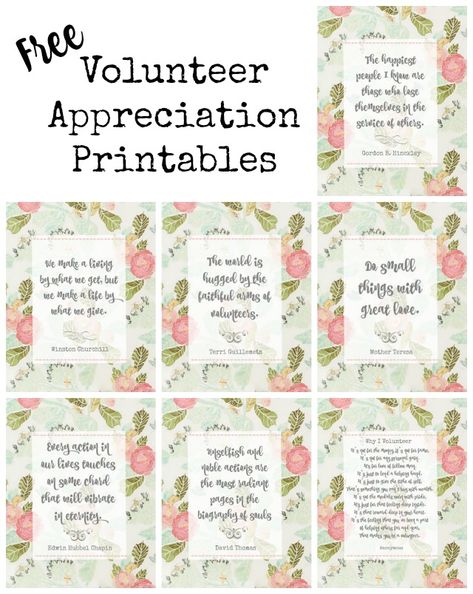 Hosting a volunteer or teacher appreciation event?  We've got you covered with everything from gift tags, to chocolate labels, to printable quotes, all in a pretty pink floral pattern. Volunteer Appreciation Quotes, Volunteer Quotes, Volunteer Recognition, Volunteer Appreciation Gifts, Appreciation Gifts Diy, Teacher Appreciation Gifts Diy, Appreciation Message, Volunteer Gifts, Volunteer Appreciation