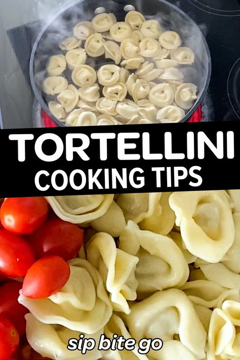 See Tortellini cooking tips for pasta salad using Trader Joe's tortellini pasta - fresh or frozen. | sipbitego.com #sipbitego #pastasalad #makeahead #potluck #sidedish #pastadish #familymeal #recipe #comfortfood #pasta #tortellini Refrigerator Tortellini Recipes, How To Cook Tortellini Pasta, Cooking Tortellini, Pasta Tortellini, How To Make Tortellini, Pasta With Olives, Baked Pasta Dishes, Pasta Fresh, Baked Rigatoni