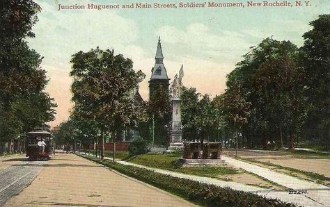 New Rochelle, New York, USA - Junction Huguenot and Main Streets, Soldiers' Monument, New Rochelle, N.Y. New Rochelle New York, Long Island Sound, New Rochelle, Queen City, Old Newspaper, Back In Time, Main Street, Old Photos, The History