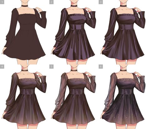 Clothing Shading, Shading Clothes, Clothes Shading, Clothes Drawing, How To Shade, Digital Art Beginner, Drawing Anime Clothes, Gambar Figur, Dress Sketches