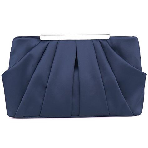 Womens Pleated Satin Evening Handbag Clutch Navy Clutch, Gatsby Costume, Crystal Handbag, Wedding Cocktail Party, 1920s Outfits, Silk Clutch, Clutch Bag Wedding, Wedding Cocktail, Theme Color