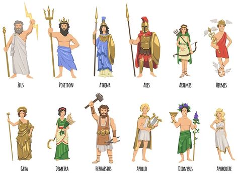 Greek God Symbols - The Symbols of Power Mythology Characters, Ancient Greece Mythology, Greece Party, Greek Mythology Characters, Greece Mythology, Circus Characters, Greek Mythology Gods, Ancient Greek Gods, Greek Warrior