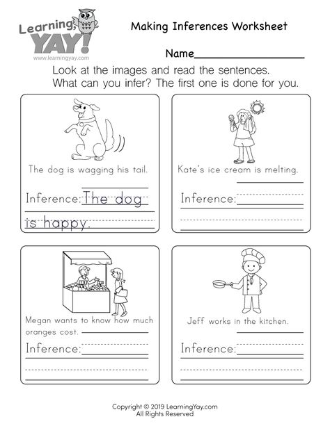 Science Worksheet For 20st Grade Inference Pictures, Ela Worksheets, Language Arts Worksheets, 1st Grade Writing, First Grade Worksheets, Making Inferences, First Grade Writing, Science Lesson, 1st Grade Worksheets