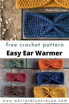 Crochet Ear Warmer Free Pattern, Ear Warmer Crochet Pattern, Beginner Haken, Crocheted Headbands, Ear Warmer Crochet, Crochet Ear Warmer Pattern, Crochet Headband Free, Crochet Headband Pattern Free, Blue Crayon