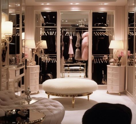 90s Closet Room, Rich Girl Room Aesthetic, 1980s Mansion, Blair Core, Luxury Apartment Aesthetic, Dream Townhouse, Wealth Whispers, Rich Girl Bedroom, Rh Dorm