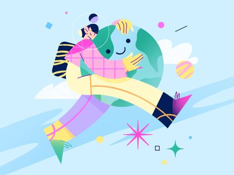 Happy Earth day! by 13chrisart on Dribbble Create Illustration, Puzzle Logo, Earth Illustration, Design Campaign, Happy Earth Day, Happy Earth, People Illustration, New Poster, Flat Illustration