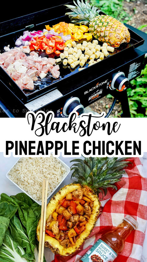 If you’re looking for a delicious and visually stunning dish to impress your friends and family, you’ve got to try this Blackstone Pineapple Chicken recipe. It’s a perfect blend of juicy chicken, vibrant veggies, and sweet pineapple, all cooked to perfection on your Blackstone griddle. Dinner Ideas Flat Top Grill, Food On The Blackstone, Pineapple Blackstone, Pineapple Chicken Blackstone, Camping Food Ideas Blackstone, Summer Dinner Recipes Blackstone, Blackstone Ideas For Dinner, Blackstone Summer Recipes, Summer Dinner Ideas Blackstone