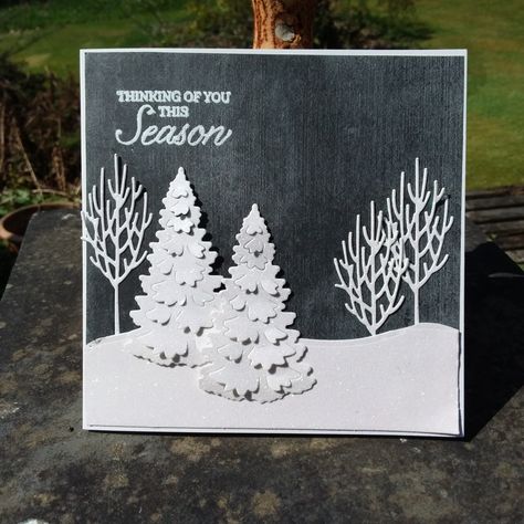 In The Woods Stampin Up Cards, Stampin Up In The Woods, Stampin Up Winter Cards, Winter Woods Stampin Up Cards, Stampin Up Winter Woods, Tree Dies, Holly And Ivy, Tree Tags, Winter Woods