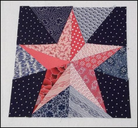 5 Pointed Star Paper Piecing | Craftsy 5 Pointed Star, Paper Pieced Quilt Patterns, Star Paper, Paper Pieced Quilt, Patriotic Quilts, Pretty Quilt, Star Quilt Blocks, Star Quilt Patterns, Quilt Block Pattern