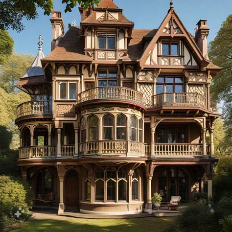 Ornate Victorian Houses, Victorian Industrial Architecture, Victorian House With Tower, Tudor Style House Exterior, Victorian Buildings Architecture, Old Victorian Homes Exterior, Victorian Castle Exterior, Victorian Houses Exterior, Gothic House Exterior