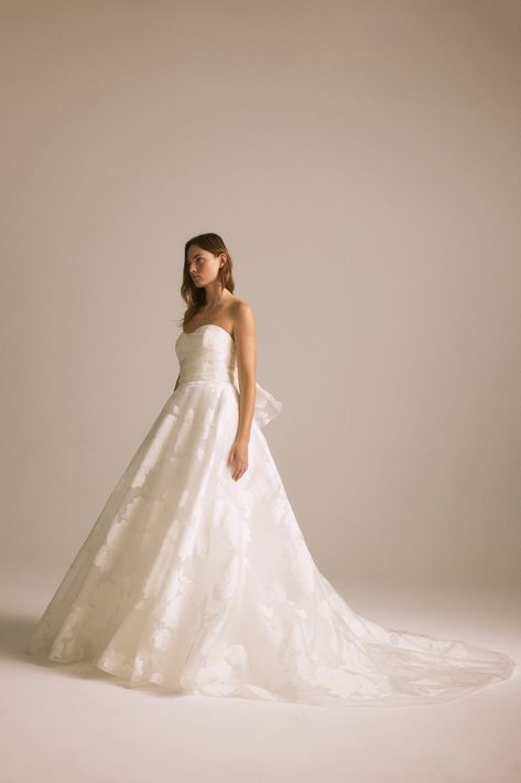 Rose fil coupé strapless ball gown with bias hand draped bodice and bow detail Amsale Wedding Dress, Amsale Bridal, Amsale Dress, Strapless Ball Gown, Wedding Dresses Whimsical, Timeless Wedding Dress, Draped Bodice, Event Outfit, Wedding Wishes