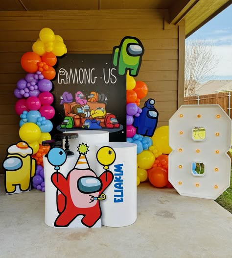 Among us 💛 • • • • #amongus #kidsentertainment #birthdaysetup #balloons #dfwballoons Among Us Themed Birthday Party, Among Us Party Decoration, Among Us Party Theme Ideas, Among Us Decoration, 5th Birthday Ideas For Boys Themes, Among Us Birthday Party Ideas, Among Us Birthday Party, Among Us Party, Boys 8th Birthday