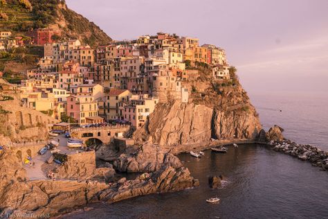 Cinque Terre: The Five Cliffside Villages of the Italian Riviera - This World Traveled Cliffside Village, Painterly Art, Water Wings, Italian Riviera, Italian Village, Front Patio, Fishing Villages, Turquoise Water, Old World Charm