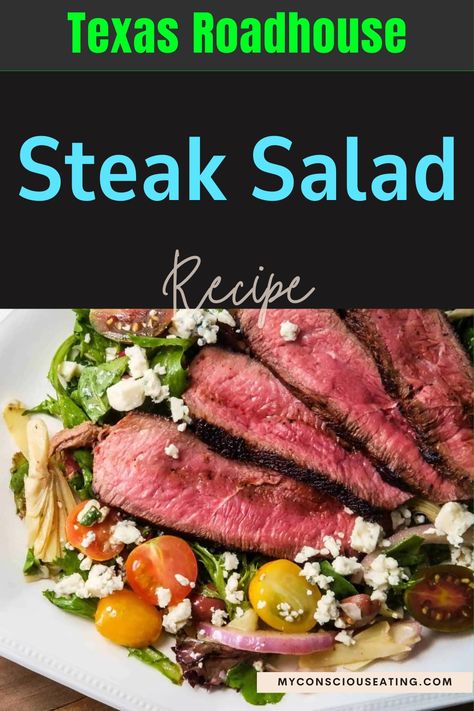 Steak salad with a sprinkle of herbs Texas Roadhouse Salad Recipe, Roadhouse Recipes, Texas Roadhouse Steak, Steak Salad Recipe, Texas Roadhouse, Steak Salad, Juicy Steak, Noodle Soup Recipes, Sangria Recipes