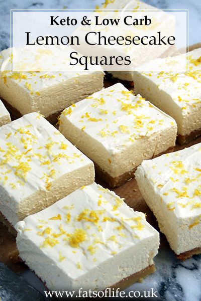 Deliciously cream and perfectly acidic, these lemon cheesecake squares are a great low carb dessert option at only 3.2g carbs per serving #ketocheesecake #sugarfreecheesecake #ketodesserts #lowcarbdesserts #dirtyketo #lazyketo #ketolollies #lowcarblollies #ketomeals #ketodinnerideas #ketorecipes #lowcarbrecipes #keto #lowcarb #glutenfree #sugarfree #cleaneating #lowcarbhighfat #lchf #banting #bantingrecipes #fatsoflife #monyakilianpalmer Keto Lemon Squares, Keto Creamy Lemon Squares, Keto Lemon Cream Cheese Bars, Keto With Cream Cheese Recipes, Low Carb Lemon Desserts, Keto Lemon Cheesecake, Keto Cream Cheese Dessert, Banting Desserts, Cheesecake Squares