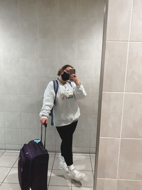 crew neck and leggings bc #comfy am i right #fashion #airplane #airport #clothes #outfitoftheday #midsize #sweatshirt #converse #leggings #mirrorselfies Leggings Outfit Converse, Midsize Leggings Outfit, Airport Clothes, Sweatshirt And Leggings Outfit, Outfit Converse, Sweatshirt And Leggings, Midsize Outfit, Midsize Outfits, Leggings Outfit