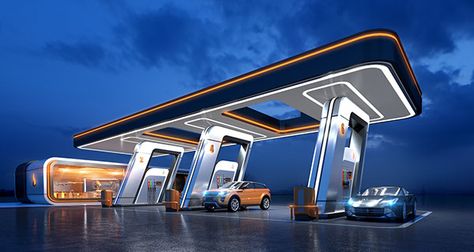 Fuel Station Design, Service Station Design, Kota Masa Depan, Electric Station, محطة وقود, Gasoline Station, Fuel Station, Petrol Pump, مركز ثقافي