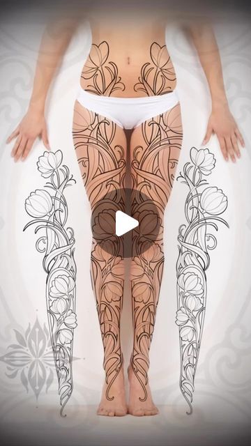 Art Nouveau Leg Tattoo, Art Nouveau Tattoo Flower, Tattoo Baddie, Art Nouveau Tattoo Design, Info Tattoo, Art Nuevo, Brighton Tattoo, Art Nouveau Tattoo, Nouveau Tattoo