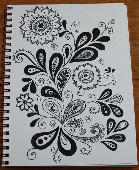 paisley/flower doodle...looks like folk are...might be gorgeous in color too... Doodles Ideas, Paisley Doodle, Drawing Doodles, Paisley Flower, Tangle Doodle, Drawing Flowers, Doodle Inspiration, Sharpie Art, Animal Illustrations