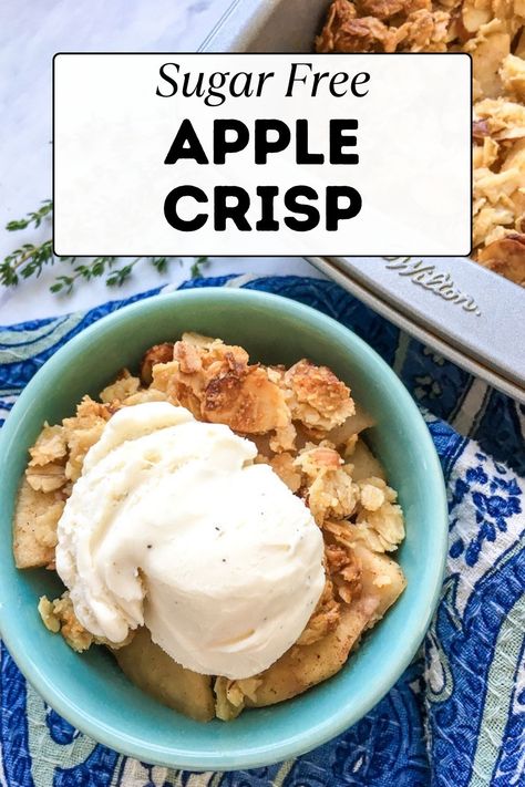 Are you craving a delicious, homemade dessert that won't leave you feeling guilty? Look no further! Our mouth-watering Sugar-Free Apple Crisp is a guilt-free, yet indulgent treat that will have everyone asking for seconds. With its irresistible combination of sweet apple filling and a crumbly, buttery topping, this recipe is sure to become a new family favorite. Sugar Free Apple Crumble, Sugar Free Apple Crisp, Maple Whipped Cream, Easy Apple Crisp Recipe, Apple Crumble Recipe, Apple Crisp Easy, Apple Crisp Recipe, Comfort Desserts, Homemade Dessert