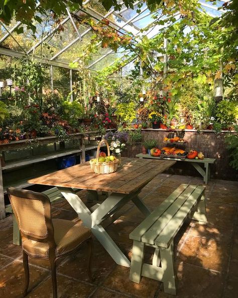 Greenhouse With Table And Chairs, Greenhouse Dining Table, Dinner In Greenhouse, Greenhouse With Dining Table, Greenhouse Fruits And Veggies, At Home Greenhouse, Food Greenhouse, Fruit Greenhouse, Greenhouse Dinner