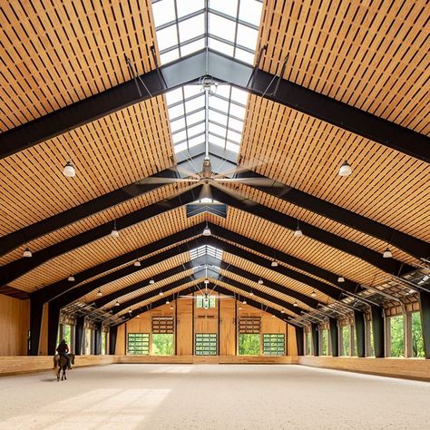 Blackburn Architects on Instagram: “Let’s look at some of our indoor arenas. Do you prefer the sharp, clear contrast of black or the subtle, cool palette of white?…” Wellness Facility, Stable Inspiration, Luxury Horse Stables, Luxury Horse Barns, Dream Barn Stables, Luxury Horse, Equestrian Stables, Cool Palette, Horse Arena