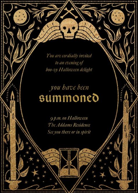 Spell of Skulls - Halloween Invitation | Send online instantly | RSVP tracking Halloween Bday Party Invitations, Vampire Diaries Invitations, Witchy Birthday Invitation, Spooky Halloween Invitations, Secret Society Invitation, Samhain Bonfire, Halloween Party Invitations For Adults, Halloween Party Invitations Template, Halloween Invitation Ideas