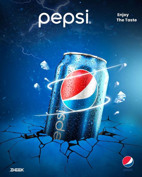 Pepsi Poster, Pepsi Advertisement, Poster In Photoshop, Pepsi Ad, Pepsi Logo, Candle Labels Design, Beverage Poster, Ad Poster, Social Media Advertising Design