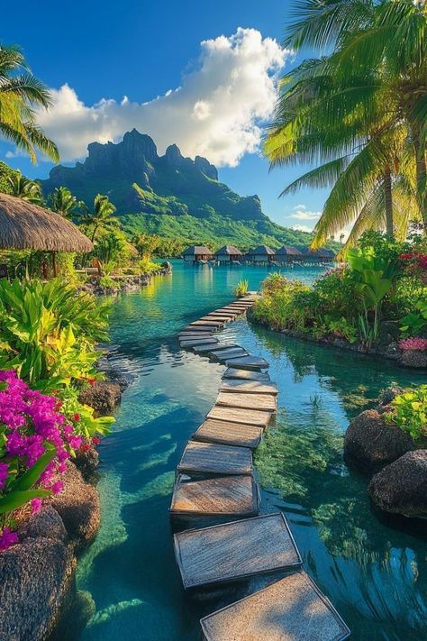 Travel Bora Bora, Most Beautiful Beaches In The World, Beautiful Places In The World Nature Paradise, Vacation Places Tropical, Tropical Beach Pictures, Bungalow Bora Bora, Borabora Paradise, Bora Bora Aesthetic, Islands Aesthetic