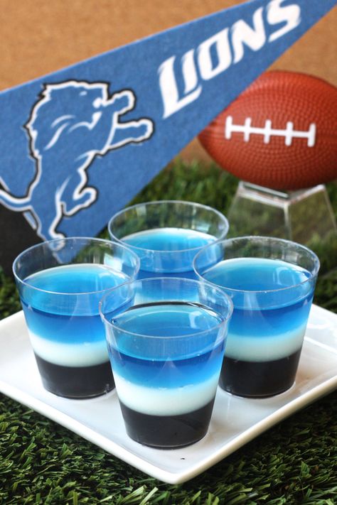 Best Detroit Lions Jell-O Shots Recipe-How to Make Detroit Lions Jell-O Shots-Delish.com Dallas Cowboys Birthday Party, Dallas Cowboys Theme, Dallas Cowboys Birthday, Dallas Cowboys Party, Jell O Shots, Dallas Cowboys Baby, Jello Shot, Cow Boys, Cowboy Birthday Party