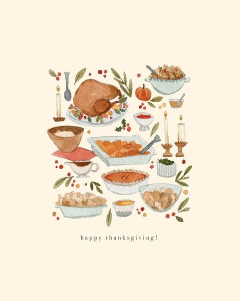 Thanksgiving Ads, Thanksgiving Drawings, Festive Dinner, Thanksgiving Images, Thanksgiving Wallpaper, Thanksgiving Art, Autumn Illustration, Holiday Art, Autumn Art