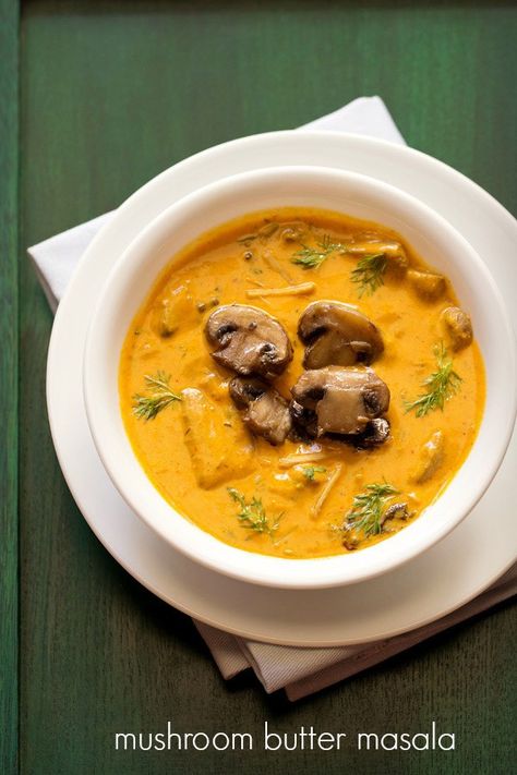 mushroom butter masala recipe | mushroom makhani recipe Mushroom Makhani, Vegetarian Mushroom Recipes, Makhani Recipe, Indian Curry Recipes, Paneer Curry Recipes, Sambhar Recipe, Butter Masala Recipe, Butter Masala, Restaurant Style Recipes