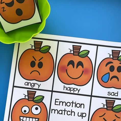 Melanie Price on Instagram: "In an effort to bring more social-emotional awareness into the classroom, I created a new SEL line with themed printable activities to use throughout the year. Each set features a set of 8 emotions and has activities for small group time, independent centers, and even circle time. These have been a great way to get kiddos taking about their feelings and learning it’s ok the have the feelings. This pumpkin set is great for this time of year." Feelings Centers Preschool, Pumpkin Emotions Printable, Pumpkin Circle Time Activities, Thanksgiving Social Emotional Activities, Pumpkin Emotions, Emotions Printable, Emotions Game, Five Little Pumpkins, Circle Time Activities