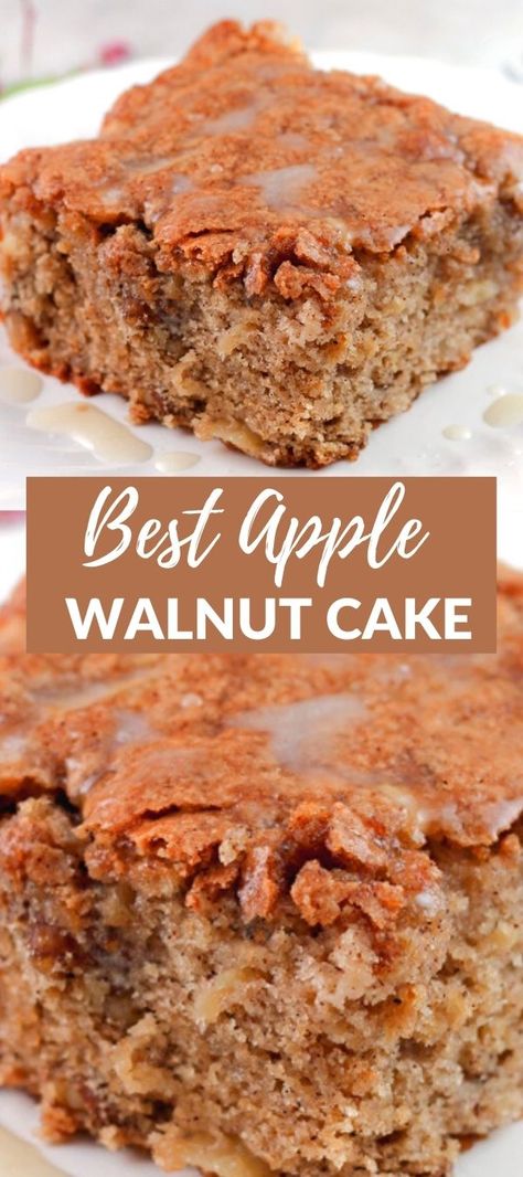 Apple Raisin Walnut Cake, Apple Walnut Pound Cake, Apple Walnut Dessert Recipes, Nut Cakes Recipes, Easy Apple Walnut Cake, Apple Walnut Loaf, Apple Walnut Cake With Caramel Glaze, Apple Walnut Coffee Cake, Apple Walnut Bars