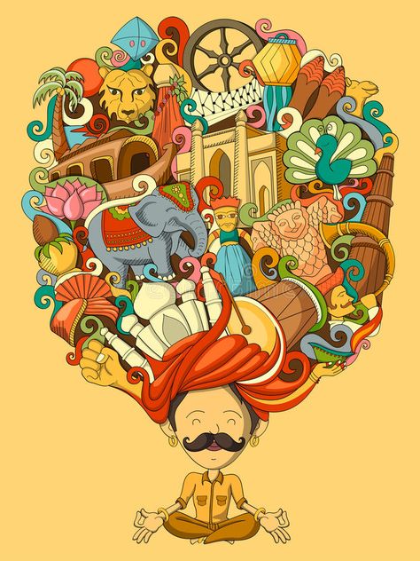 Incredible India Posters, India Poster, Rajasthani Art, Arte Doodle, Sketch Note, India Painting, Indian Illustration, Kids Animals, Man Illustration