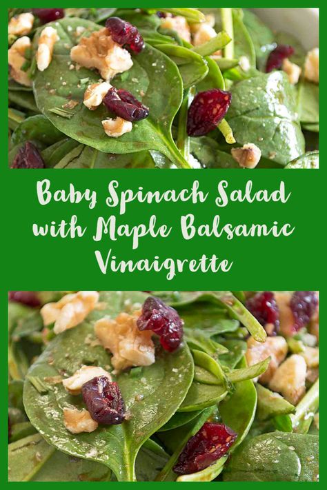 Maple Balsamic Vinaigrette, Baby Spinach Salad, Spinach Salads, Maple Dressing, Baby Spinach Salads, Maple Balsamic, Spinach Salad Recipes, Cranberry Salad, Walnut Salad