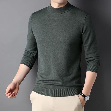 GAR BETHE Solid Color Turtleneck Men's Sweaters Luxury Long Sleeve Spring Autumn Pullover Man Sweaters Simple Knitted Male Sweater black-M Male Sweater, Male Sweaters, Colour Blocking Fashion, Mens Knit Sweater, Quick Dry Pants, Mens Cardigan Sweater, Loose Hoodie, Slim Sweater, Men's Sweaters