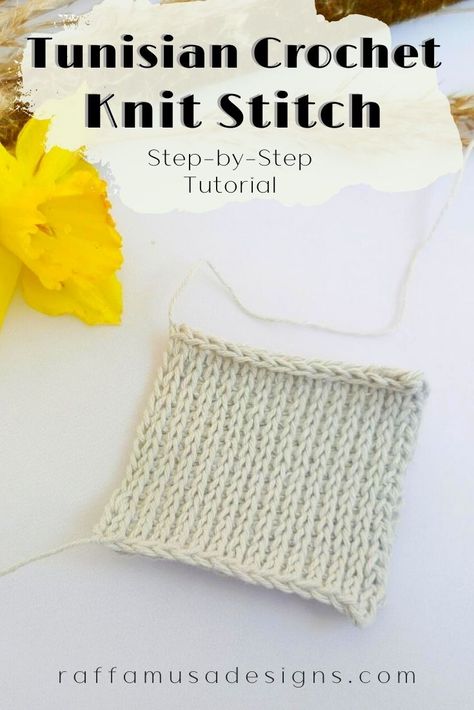 Learn how to crochet the Tunisian crochet knit stitch with this free, step-by-step guide. The knit stitch is a beautiful afghan stitch pattern that will look just like knitting. The knit stitch is very versatile and can be used for garments and blankets! You'll just love it! #crochet #tutorial #stitch #tunisian #afghan #afghanstitch #tunisianstitch #pattern #fauxknit Tunisian Crochet Knit Stitch Tutorial, Faux Knit Crochet Stitch, Tunisian Knit Stitch Crochet, Crochet Patterns Baby Blanket, Tunisian Afghan, Crochet Knit Stitch, Tunisian Knit Stitch, Crocheting Tips, Crochet Patterns Baby