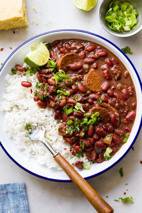 Vegan Red Beans And Rice Instant Pot, Cuban Red Beans, Vegan Red Beans And Rice, Cuban Rice And Beans, Soak Beans, Cuban Rice, Simple Veganista, Low Fat Vegan Recipes, Cajun Spices