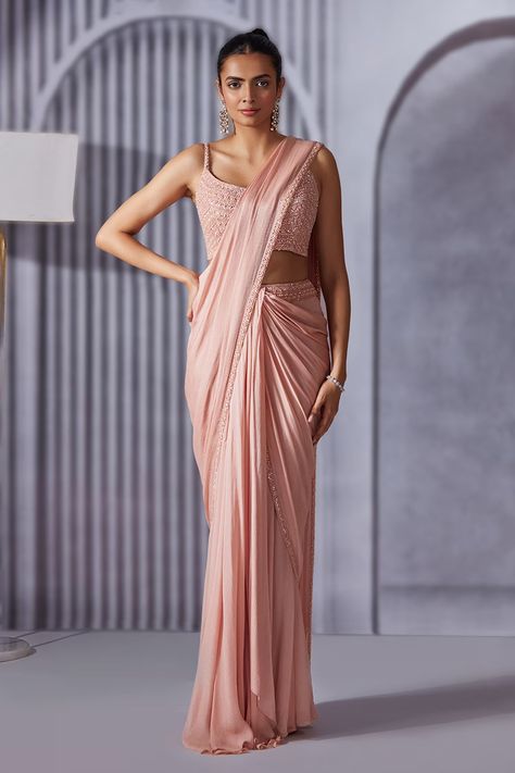 Plain chiffon saree