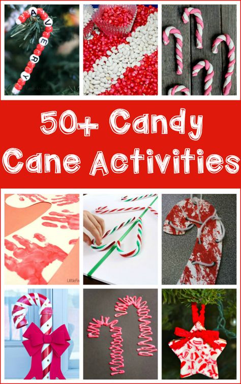 50 candy cane activities for kids - science, math, sensory, art, crafts, treats, and decorations Candy Cane Activities, Candy Cane Crafts, Crafts And Activities For Kids, Christmas Teaching, Christmas Activities For Kids, Christmas School, Preschool Christmas, Crafts For Kids To Make, Christmas Candy Cane