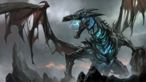 Dracolich - Undead -- DnD Monsters #Dracolich #DungeonCrawling #DnD #Monsters #Undead #Dragon #Inspiration #Magic #Fantasy #JRusso Dracolich Art, Undead Dragon Art, Fantasy Undead, Undead Dragon, Undead Monster, Dragon Dnd, Dragon Inspiration, Monster Artwork, Legendary Dragons